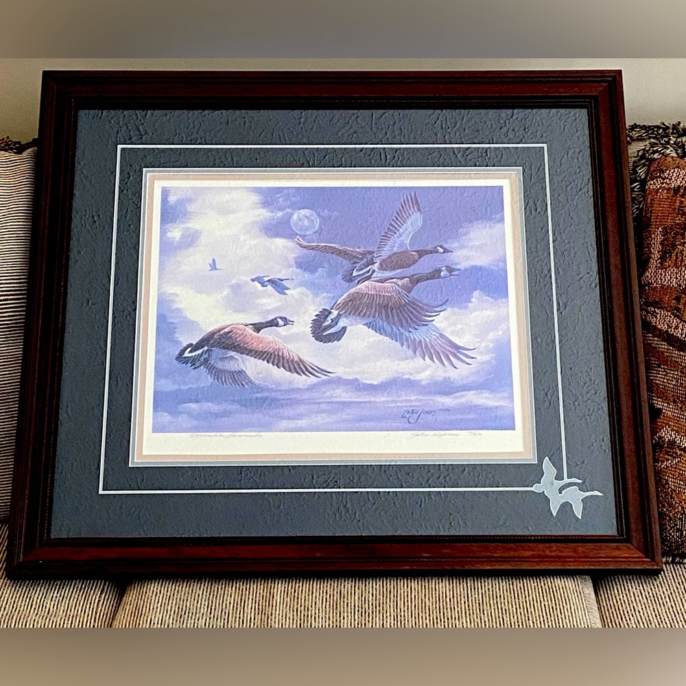 ZETTIE JONES  MOONLIT SERENADE S/N PRINT Custom Matting 76/250 Geese MINT COND